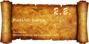 Radits Barna névjegykártya